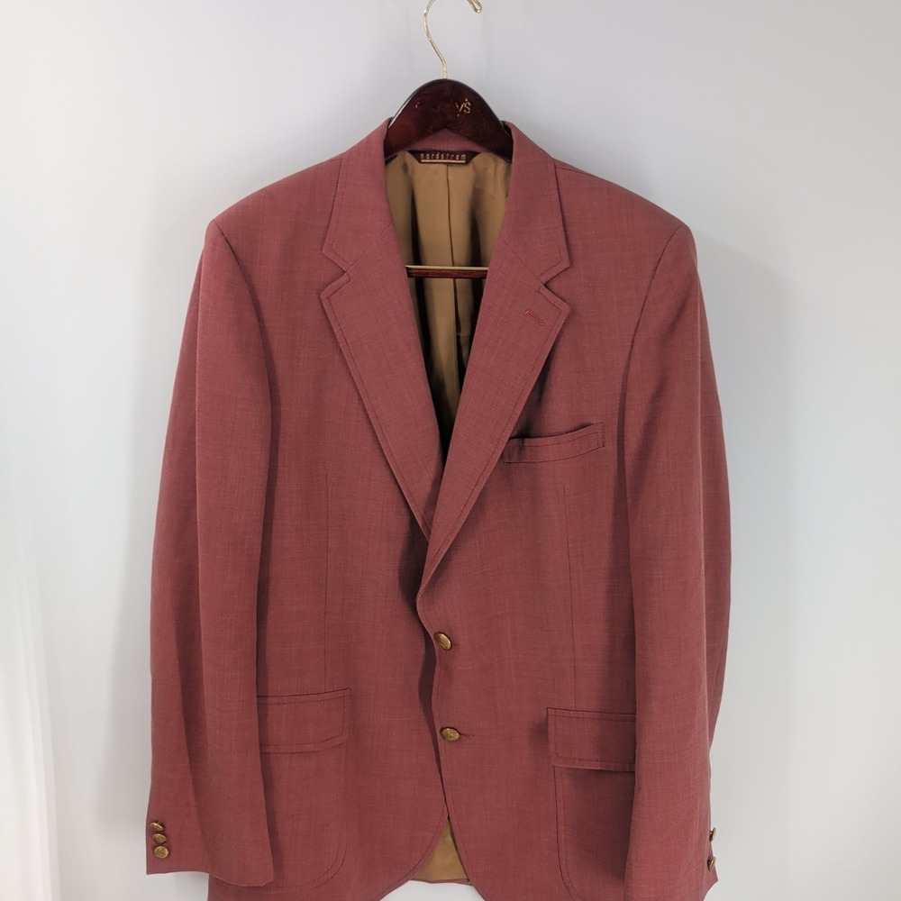 Vintage Nordstrom Two‎ Button Front Lapel Notch Sport Coat Blazer Muted Red